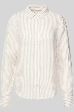 GANT Regular Fit Leinenhemdbluse mit Logo-Stitching in , Größe 40