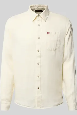 Napapijri Slim Fit Leinenhemd mit Logo-Stitching in , Größe L