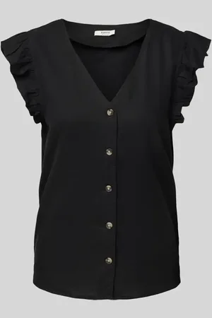 B YOUNG Regular Fit Leinenblusentop mit V-Ausschnitt Modell 