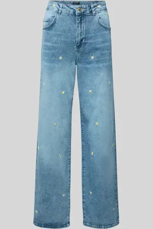 More & More Jeans mit weitem Bein und Stitchings in , Größe 34