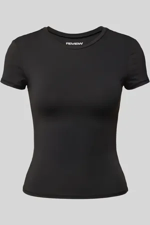 Review Slim Fit T-Shirt mit gummiertem Label Print in , Größe L