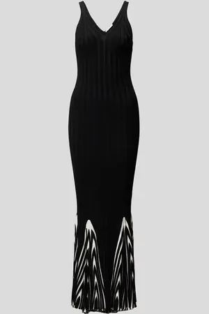 Helmut Lang Midikleid aus Viskose-Mix in Ripp-Optik in , Größe L