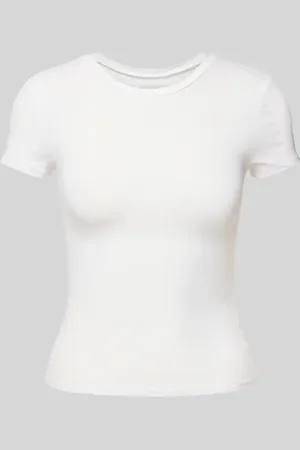 Review Slim Fit T-Shirt mit gummiertem Label Print in , Größe L