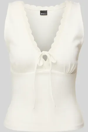 Gina Tricot Tanktop mit Spitzenbesatz in , Größe L