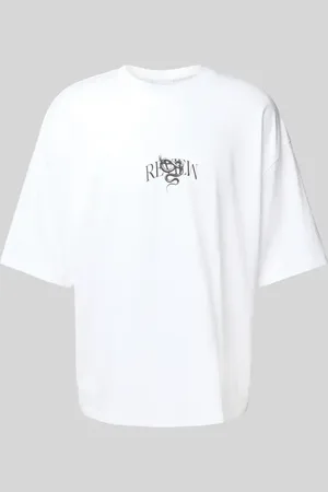 Review Oversized T-Shirt mit geripptem Rundhalsausschnitt in , Größe L