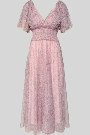Lace & Beads Knielanges Cocktailkleid mit V-Ausschnitt in , Größe M