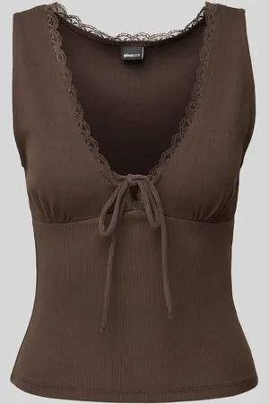 Gina Tricot Tanktop mit Spitzenbesatz in , Größe L