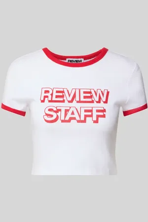 Review Cropped T-Shirt mit Label-Print in , Größe L