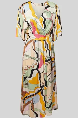 Mos Mosh Knielanges Kleid aus Viskose mit V-Ausschnitt Modell 