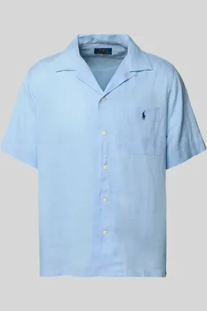 Ralph Lauren Custom Fit Leinenhemd mit Resortkragen in , Größe L