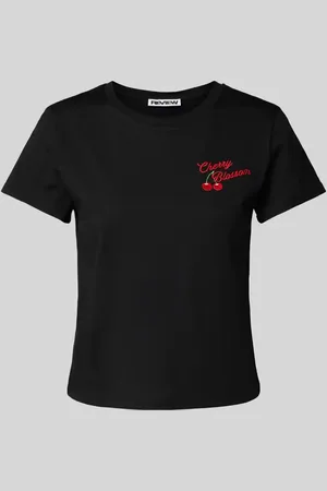 Review T-Shirt mit Motiv-Stitching in , Größe L