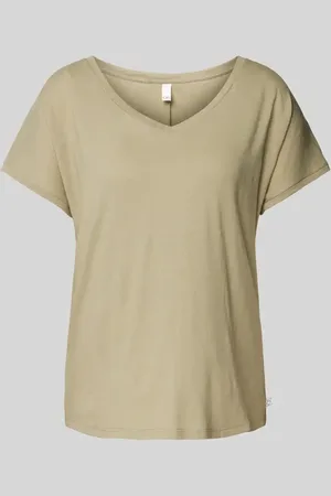 QS by s.Oliver Leinen-T-Shirt mit V-Ausschnitt in , Größe XS