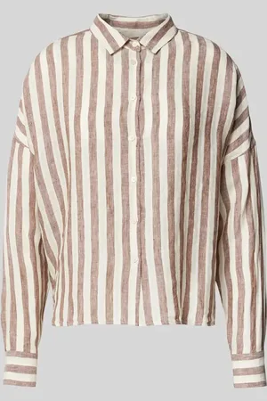 0039 Italy Regular Fit Leinenhemdbluse mit überschnittenen Schultern in , Größe L