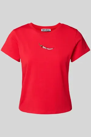 Review T-Shirt mit Motiv-Stitching in , Größe L