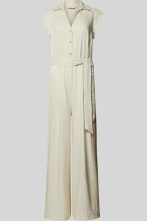 B YOUNG Jumpsuit mit kurzer Knopfleiste und Bindegürtel Modell 