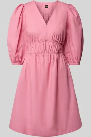 HUGO BOSS Knielanges Kleid mit Puffärmeln in , Größe 34