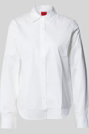 HUGO BOSS Regular Fit Bluse mit Label-Stitching in , Größe 34