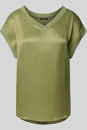More & More Relaxed Fit Blusenshirt mit V-Ausschnitt in , Größe 34