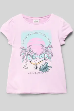 QS by s.Oliver Ausgestelltes T-Shirt mit Glitzerprint in , Größe 104