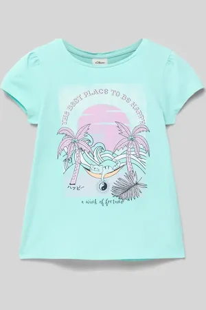 QS by s.Oliver Ausgestelltes T-Shirt mit Glitzerprint in , Größe 104
