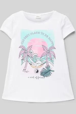 QS by s.Oliver Ausgestelltes T-Shirt mit Glitzerprint in , Größe 104
