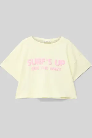 MANGO T-Shirt mit geripptem Rundhalsausschnitt in , Größe 128