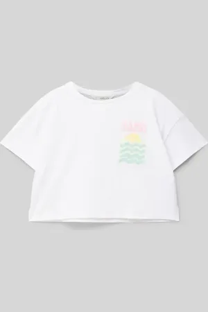 MANGO Cropped T-Shirt mit Motiv-Print in , Größe 128