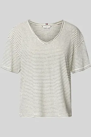 Tommy Hilfiger Relaxed Fit T-Shirt aus Leinen-Baumwoll-Mix in , Größe L