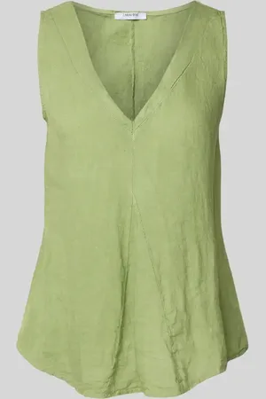Zabaione Regular Fit Leinenblusentop mit V-Ausschnitt Modell 