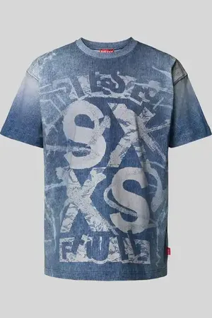 Diesel T-Shirt mit geripptem Rundhalsausschnitt in , Größe L