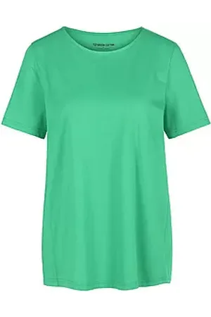 Green Cotton Rundhals-Shirt Benedikte