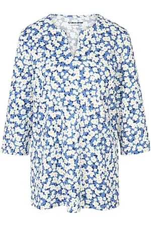 Green Cotton Legeres Splitneck-Shirt Erika 3/4-Arm