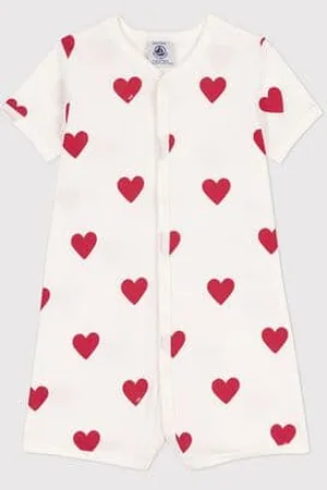 Petit Bateau Baby-Kurzoverall aus Baumwolle mit Herzen