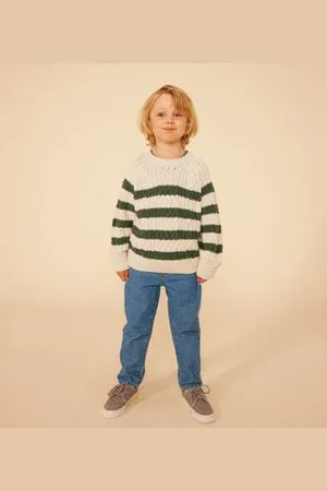 Petit Bateau Irischer Kinderpullover mit Streifen aus Baumwolle