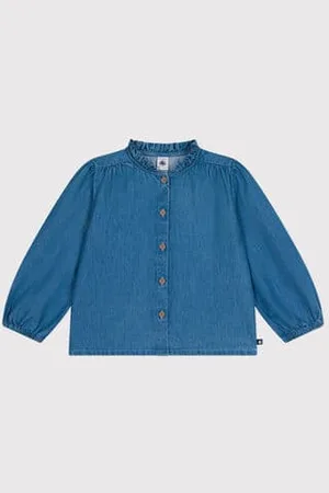 Petit Bateau Langärmelige Bluse aus Denim für Mädchen