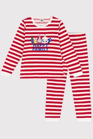 Petit Bateau Kinder-Pyjama aus Nicki mit Streifen