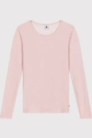 Petit Bateau Langärmeliges Damen-T-Shirt aus Wolle und Baumwolle