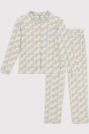 Petit Bateau Damen-Pyjama aus Baumwolle mit Blumenmotiv
