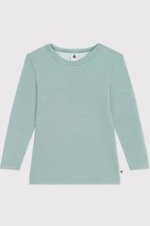 Petit Bateau Langärmeliges T-Shirt aus Wolle und Baumwolle