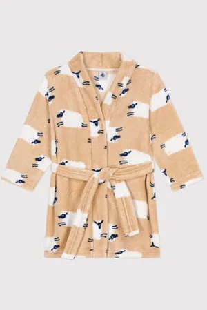 Petit Bateau Gemusterter Kinder-Morgenmantel aus Fleece