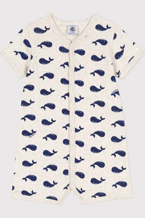 Petit Bateau Baby-Kurzoverall aus Baumwolle mit Walmotiv