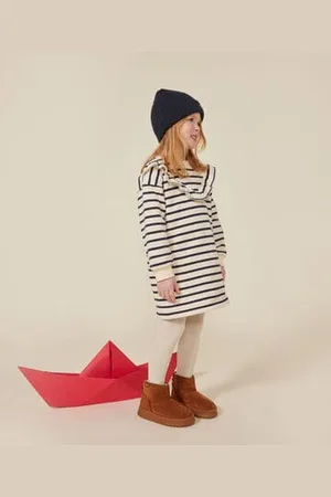 Petit Bateau Langärmeliges Kinder-Kleid aus aufgerautem Molton für Mädchen