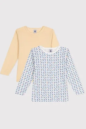 Petit Bateau 2er-Set langärmelige Kinder-T-Shirts aus Baumwolle mit Raketen