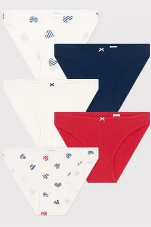 Petit Bateau 5er-Set Damen-Slips aus Baumwolle mit Herzmotiv