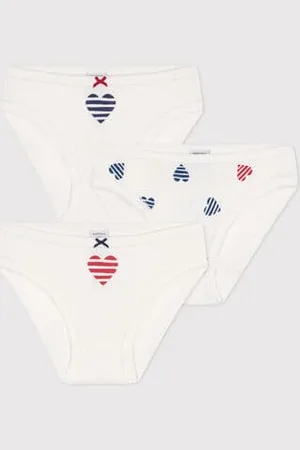 Petit Bateau 3er-Set Kinder-Slips aus Baumwolle mit Herz-Motiv