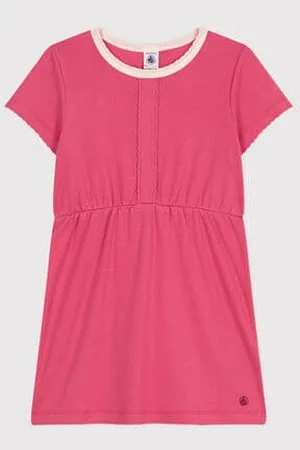 Petit Bateau Kurzärmeliges Kinder-Kleid aus einfarbiger Baumwolle