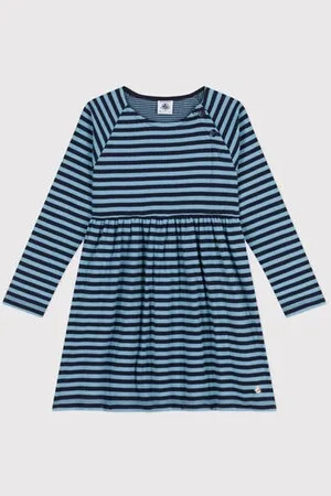 Petit Bateau Langärmeliges Kleid mit Streifenmotiv für Mädchen