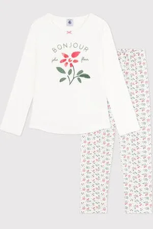 Petit Bateau Kinder-Pyjama aus Baumwolle mit Blumenmotiv