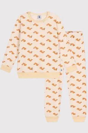 Petit Bateau Kinder-Pyjama aus aufgerautem Frottee mit Eichhörnchen