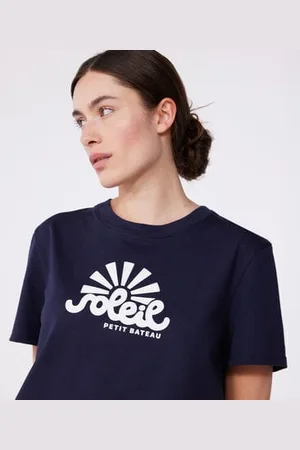 Petit Bateau Damen T-Shirt Le Droit aus einfarbiger Baumwolle